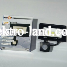 LED прожектор Biom 20W 6200К IP65 220V с датчиком движения S6-SMD-20-Slim+Sensor 